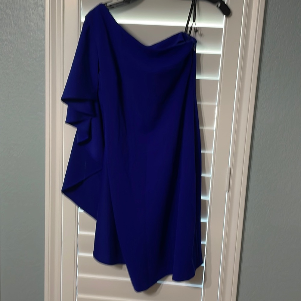 Calvin Klein one shoulder blue dress size 2